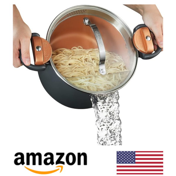 AMAZON USA - Gotham Steel 5 Quart Stock Multipurpose Pasta Pot